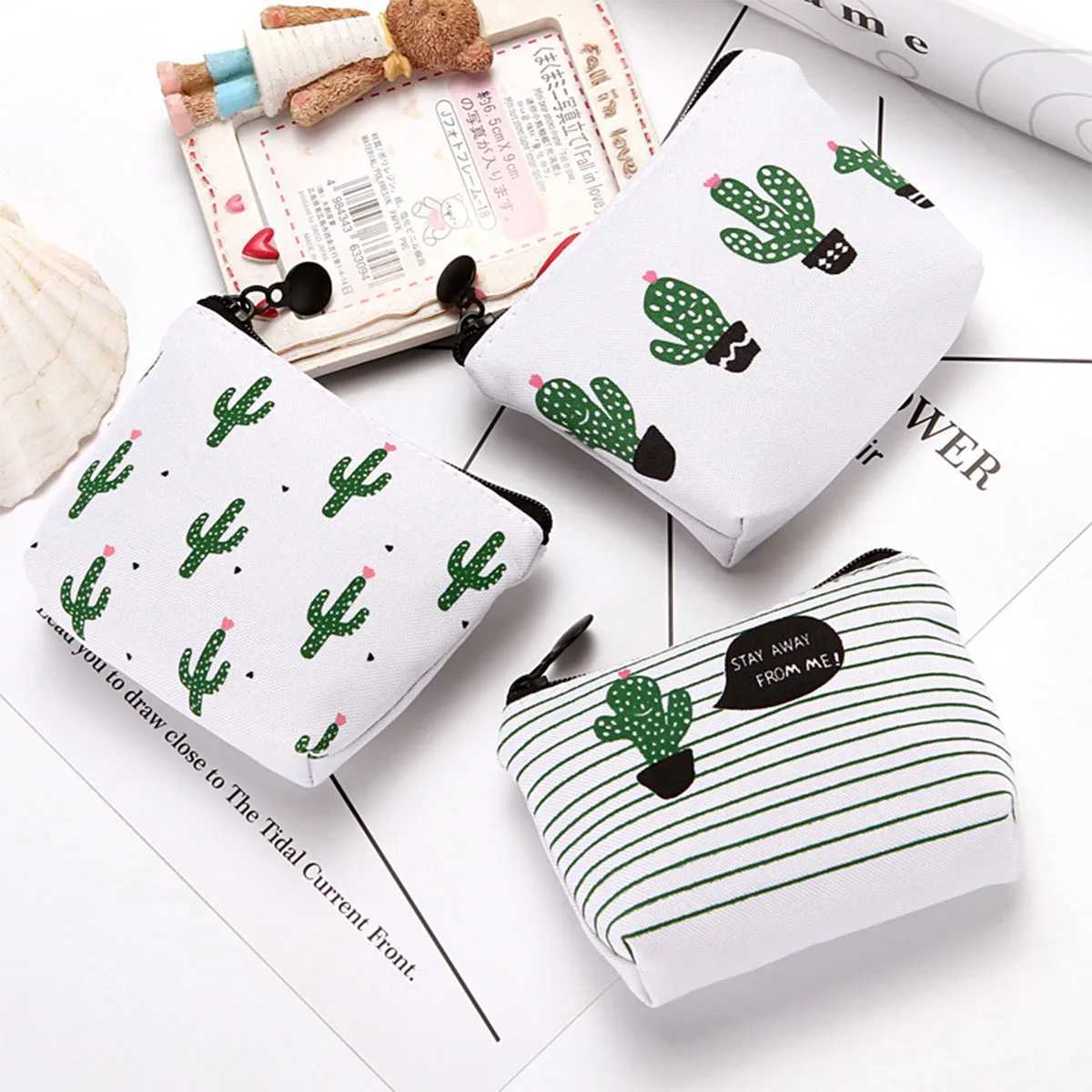 Student Carto Coin Purse Canvas Mini Zipper Coin Bag Cute Small Purse Portable Women Wallet Change Purse Key Earphe PouchXJ241111