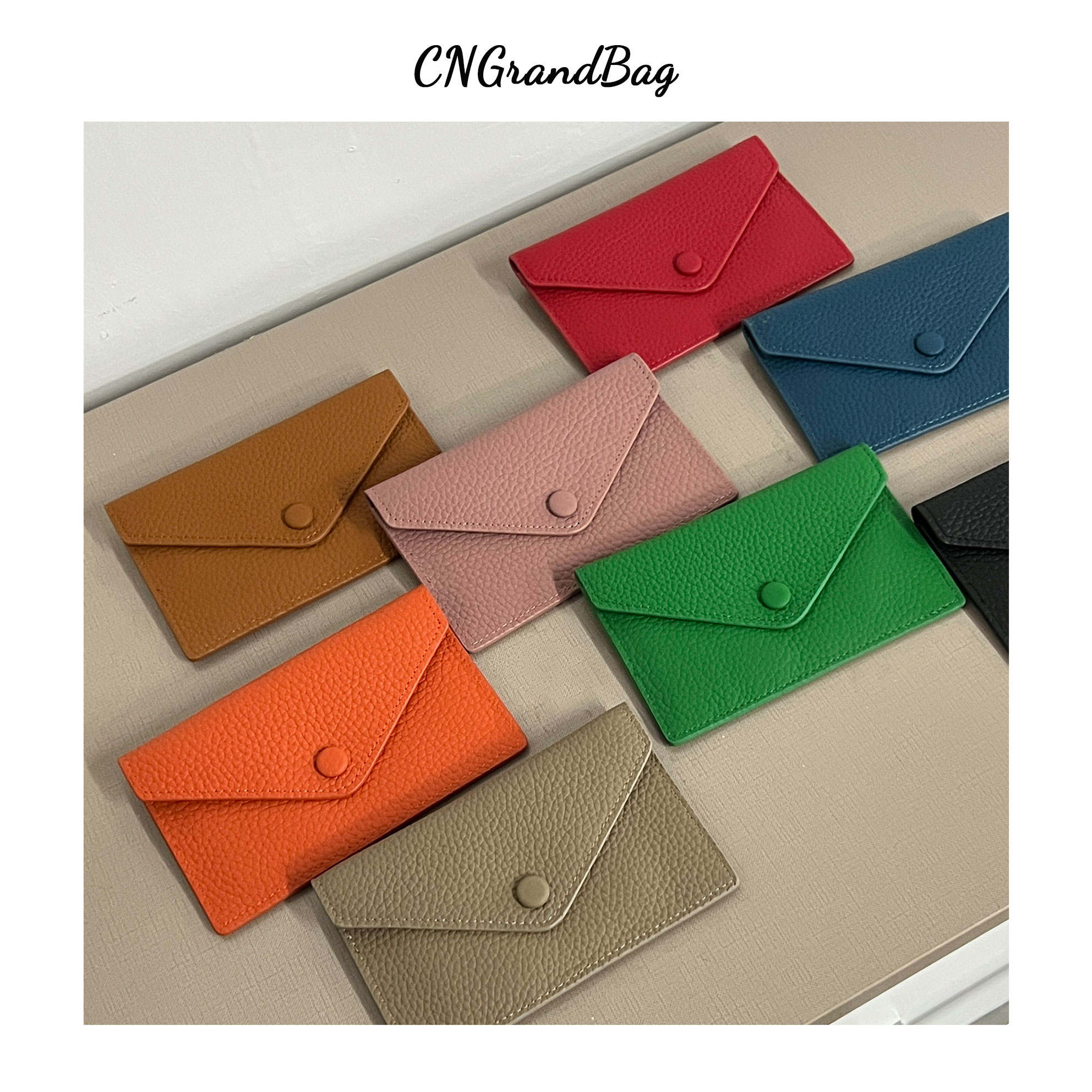 Customized Letters Pebble Pattern Premium Cow Leather Snap Style Wallet Ultra-Thin Multiple Card Slots Coin Purse Card Holder