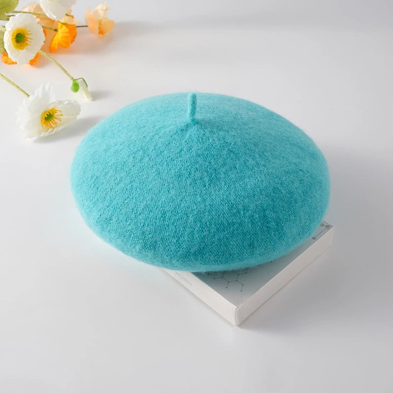 Candy Colors new Wool Knitted Beret for Girls Hair Accessories Cute Baby 2025 Painter Beanie Hat Spring Color Knit Children Berets Cap