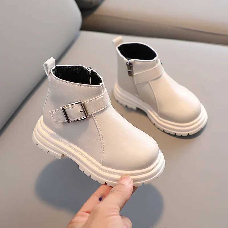 Preschool boots baby shoes autumn and winter fashionable buckle Chelsea boots boys and girls casual shoes childrens leather warm snow boots M241102