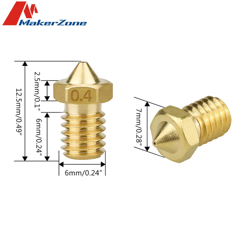 New CHT Nozzle new Insert V6 3d Printer0.4mm 0.6mm 0.8m Compatible With E3D 2025 V6 Brass Copper High Flow Extruder Print Head For 1.75mm