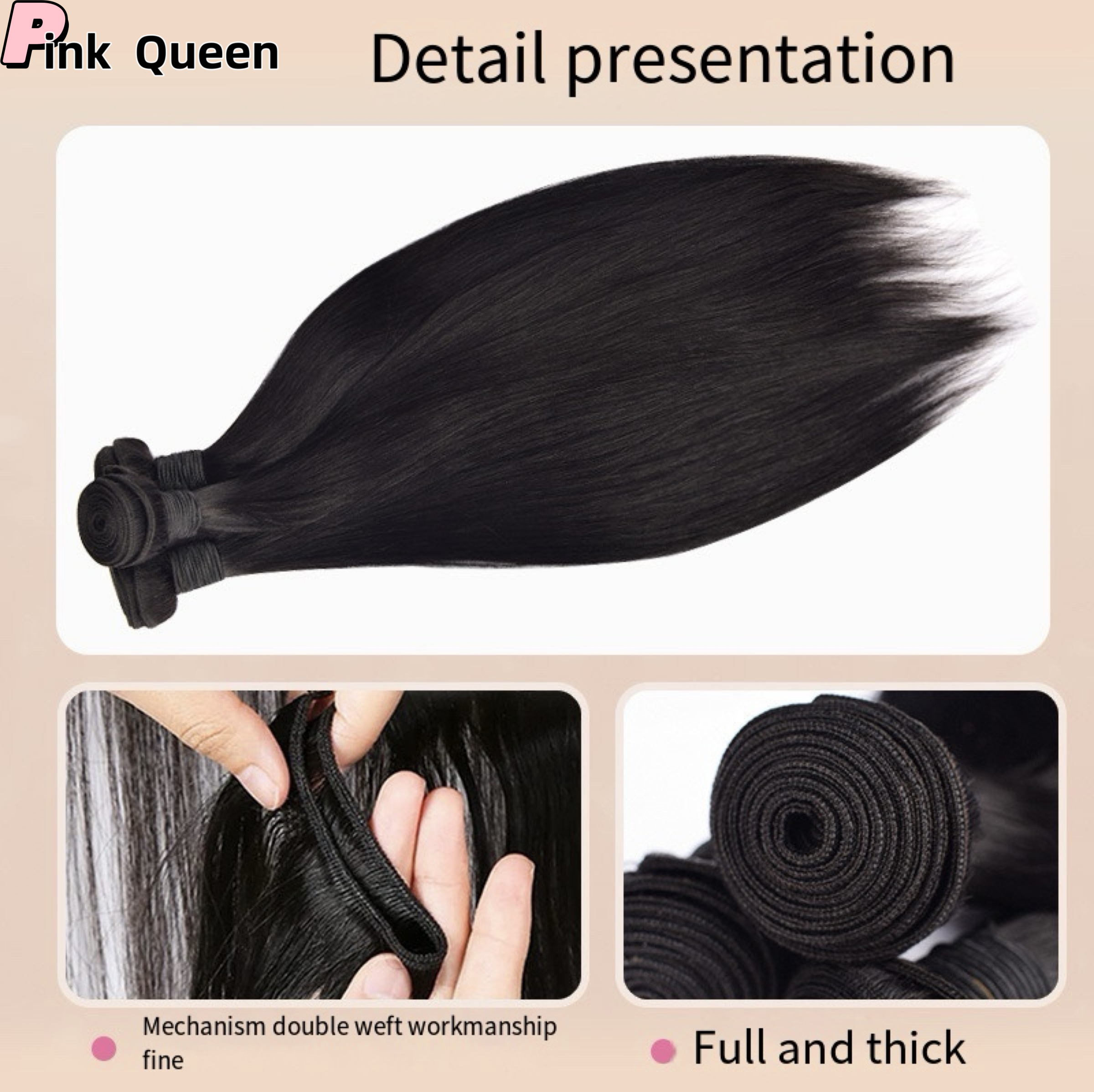 Black all human hair curtain Europe America and Africa long straight black hair smooth without knots can perm and dye hair 10-38 inch