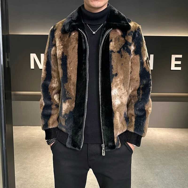 Winter Clothing Mens Faux Leather Jacket Men High Quality Gold Mink Fur Thick Woolen Fur Jacket Jaqueta De Couro MasculinaXJ241102