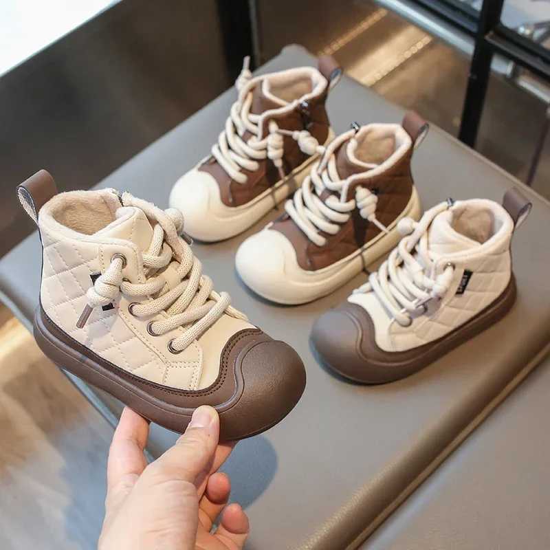 New winter childrens boots with thick soles waist circumference girls ankle boots fashionable childrens warm cotton boots anti slip patches working si