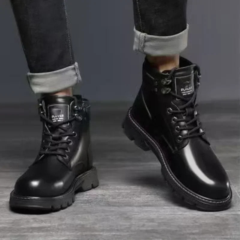 Leather mens boots black waterproof mens shoes spring and autumn anti slip promotion comfortable shoes providing retro sales 241031