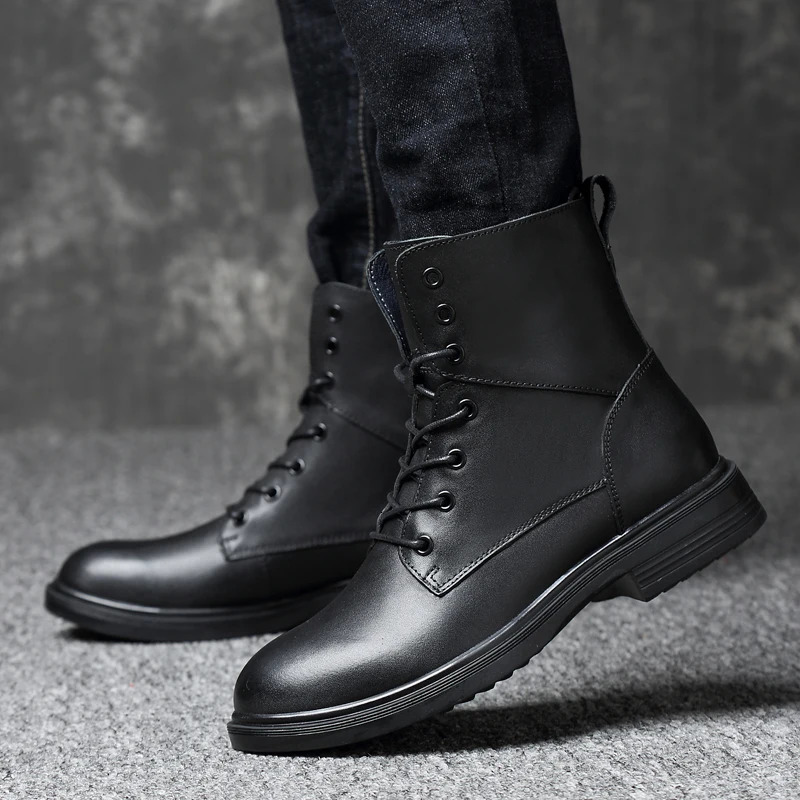 Handmade mens shoes winter casual motorcycle boots fashionable leather boots high-quality mens shoes warm mens shoes 241031