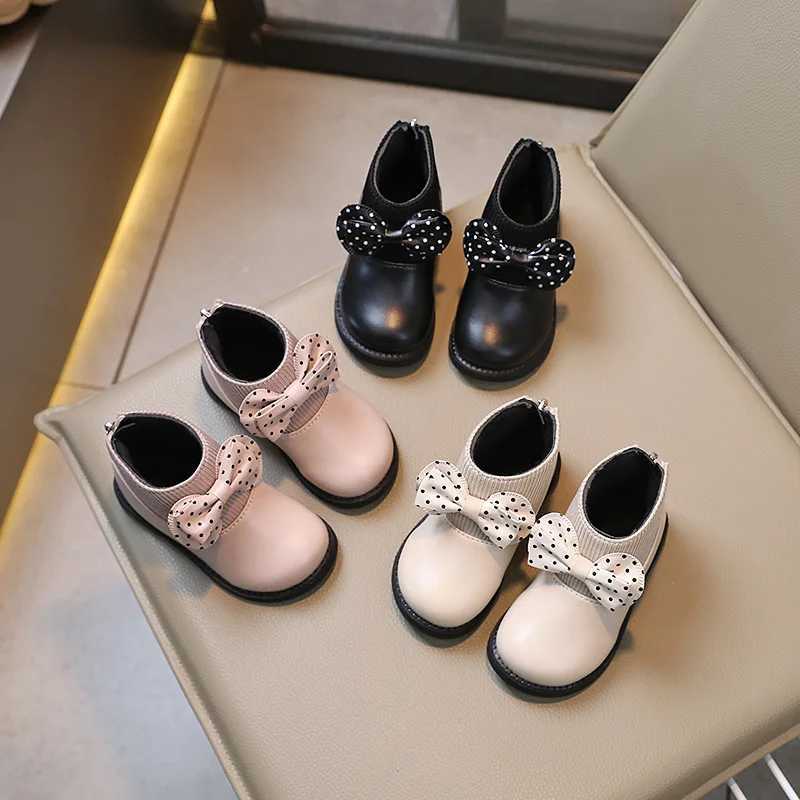 New Girl Leather Boots Autumn Fashion Cotton Shoes Childrens Pu Ankle Boots Childrens Short Waterproof Boots J64 M241102