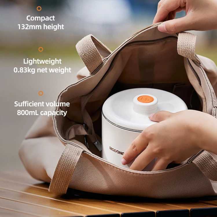 800ml folding electric kettle portable Mticooker cooking pot travel kettle teapot heating cup 304 stainless steel slow cooker Y241102