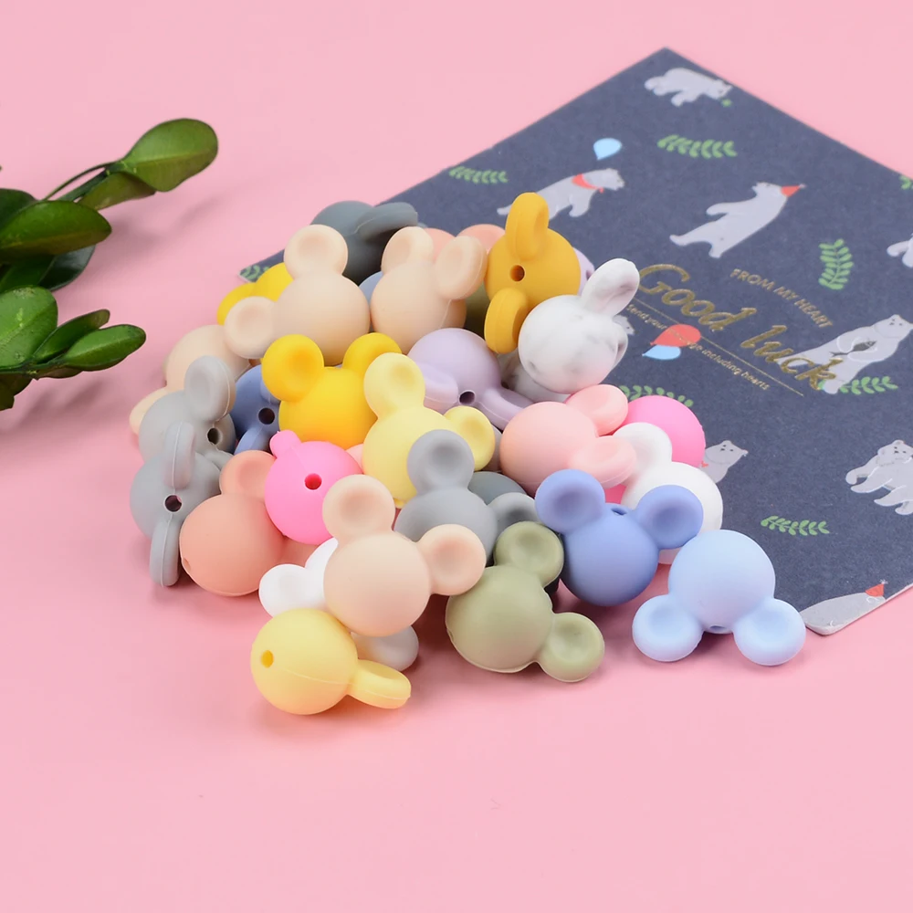 Silicone Beads Food Grade Baby 2025 Teether Toy Soft Chew Teething BPA Free DIY new Charm Necklace mouse Silicone Perle