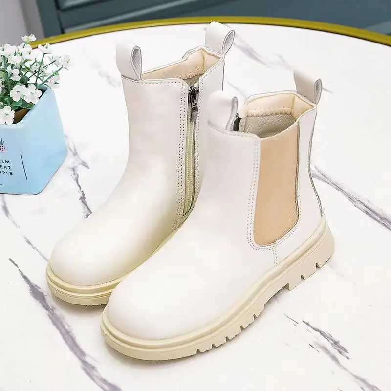 Autumn Childrens Chelsea Boots Childrens Shoes Fashion Top Girls and Boys Waterproof Platform Childrens Leather Warm Winter Boots M241102