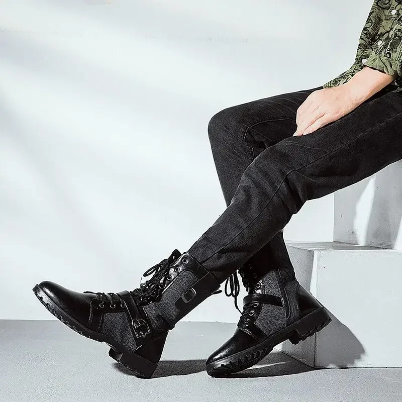 Mens shoes waterproof high cut mens shoes leather rubber size 45 anti slip selling high-quality Y2k comfort 241031