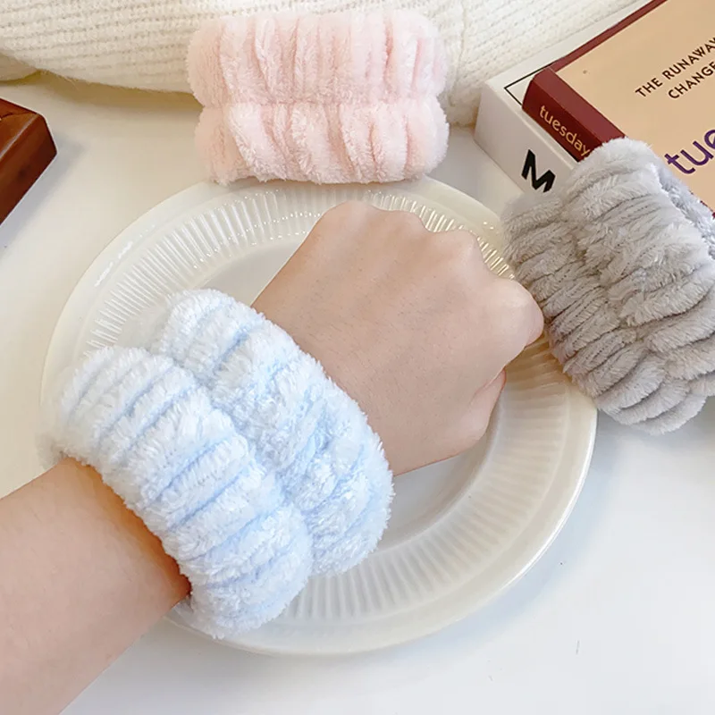 Coral Fleece 2025 Soft Elastic Wrist Hairbands for Women Spa Bath Makeup Wash Face Yoga Headband Hair Band new Girls Hair Accessories