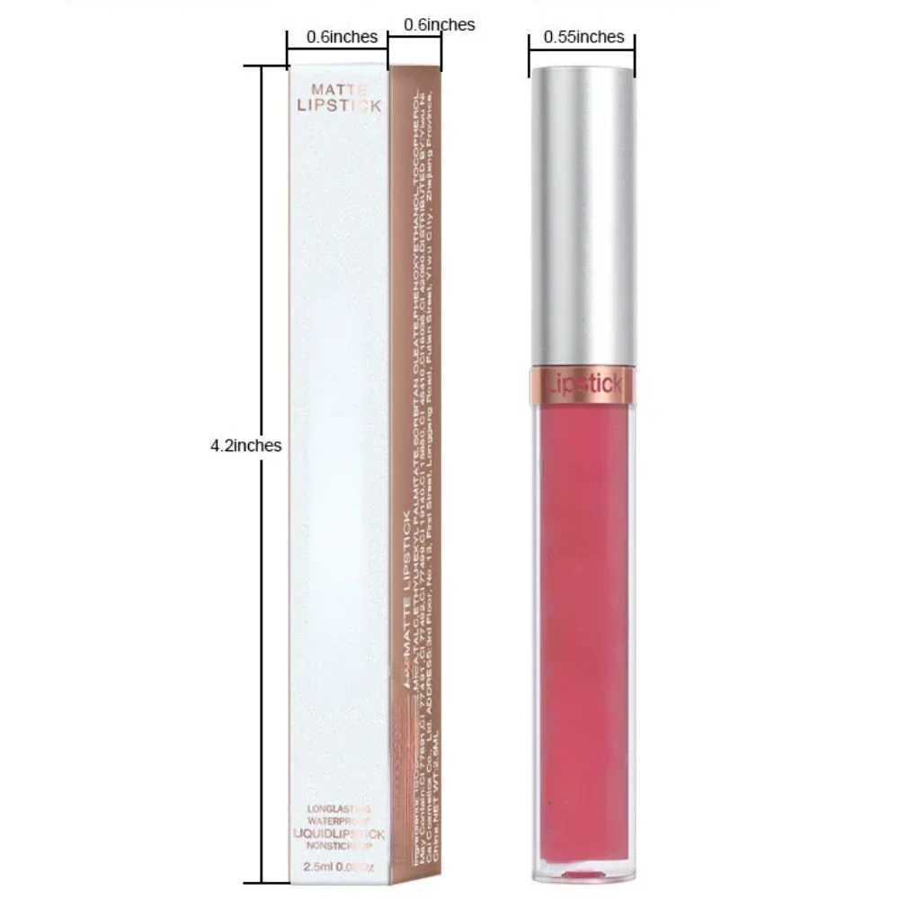 Waterproof Liquid lipstick Matte Velvet lipstick Glossy Red Sexy Cosmetics Naked 6 Color Lasting Without Label W241101