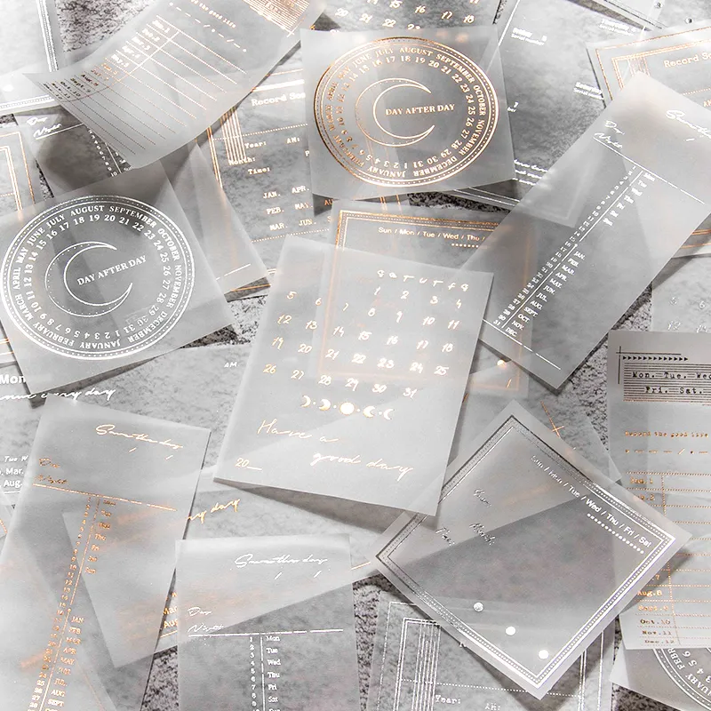 2025 Yoofun 30 Sheets Cycle new of Time Bronzing Sier Litmus Paper Material Paper Planner Creative DIY Collage Decor Stationary