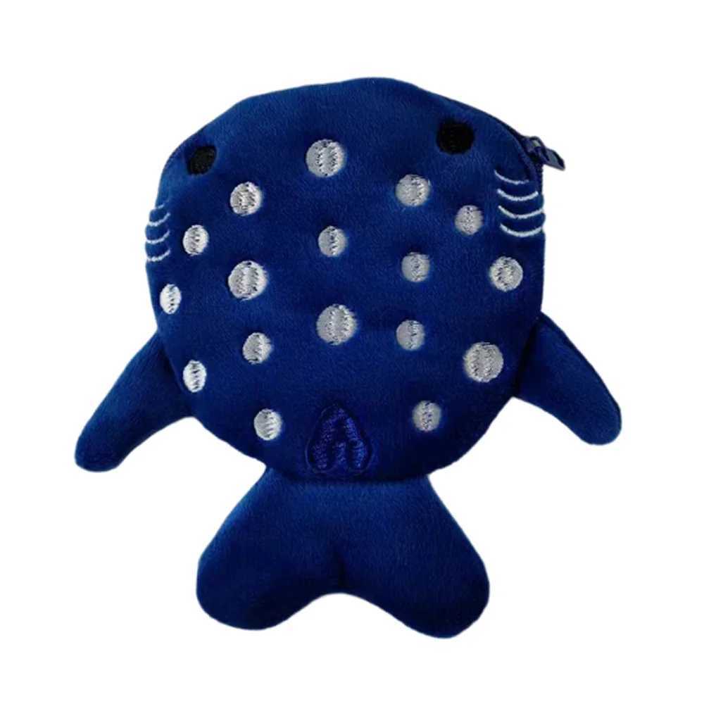 New Japan Cute Plush Whale Shark Doll Coin Purse Carto Wallet Mini Zipper Coin Wallet Data Cable Headset BagXJ241111