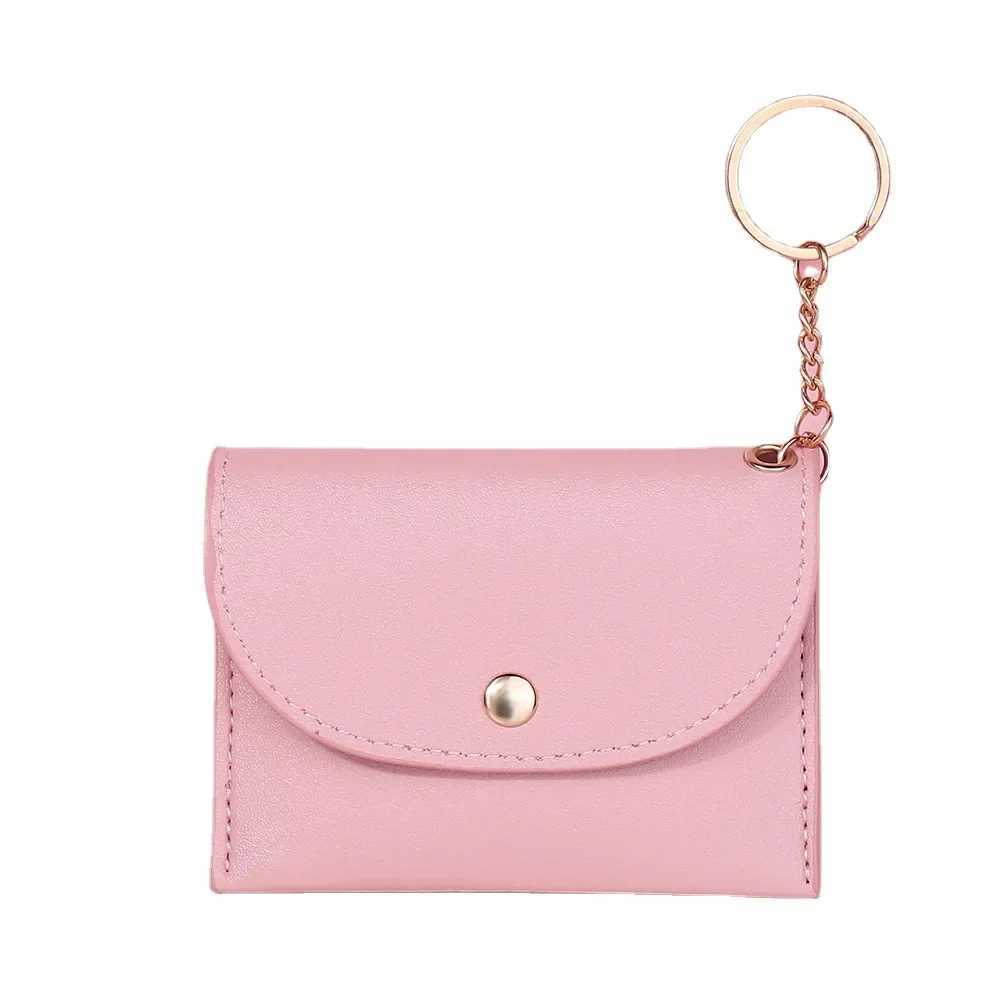 Coin Purse Women Simple Fi PU Leather Buckle Ultra-thin Mini Change Purses Keychain Wallets Card Holder Pouch Small WalletXJ241111
