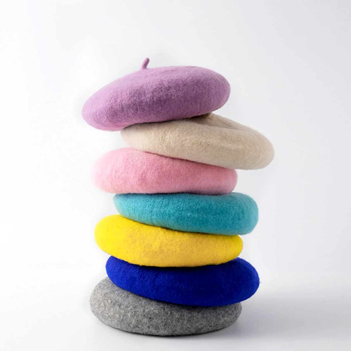 Candy Colors new Wool Knitted Beret for Girls Hair Accessories Cute Baby 2025 Painter Beanie Hat Spring Color Knit Children Berets Cap
