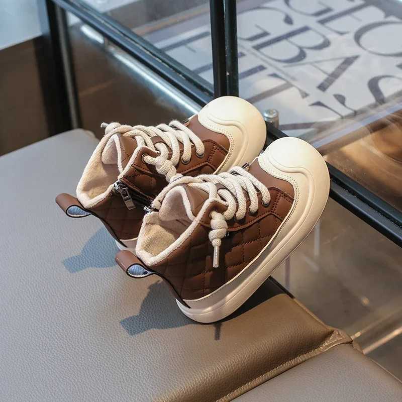 New winter childrens boots with thick soles waist circumference girls ankle boots fashionable childrens warm cotton boots anti slip patches working si