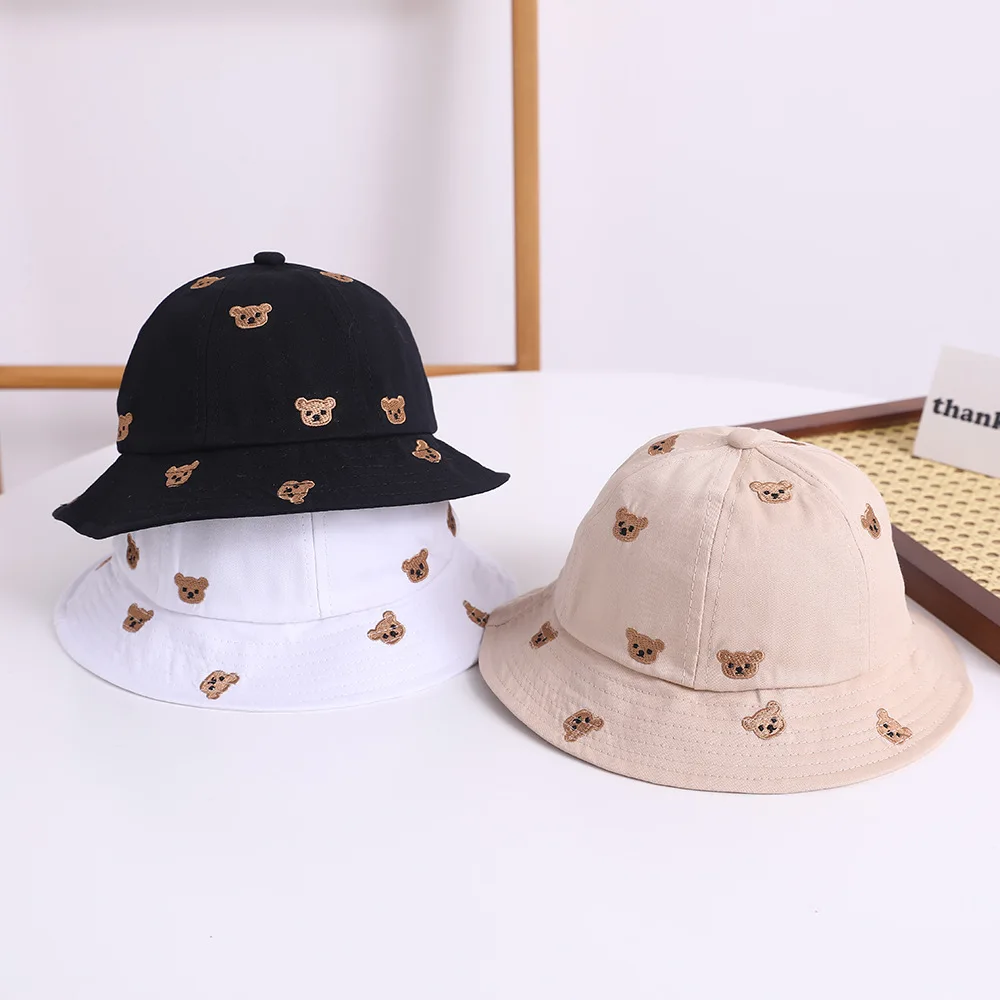 Embroidered Bear Baby Bucket Hat For 1-3Y Children New Spring Baby Boys Girls 2025 Sunshade Hat Lovely Outdoor Summer new Hat Fishing Cap