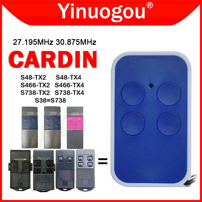 CARDIN S48-TX2 S48-TX4 S466-TX2 S466-TX4 S738-TX2 S738-TX4 Garage Door Remote Control 27.195MHz 30.875MHz Fixed Code Replacement