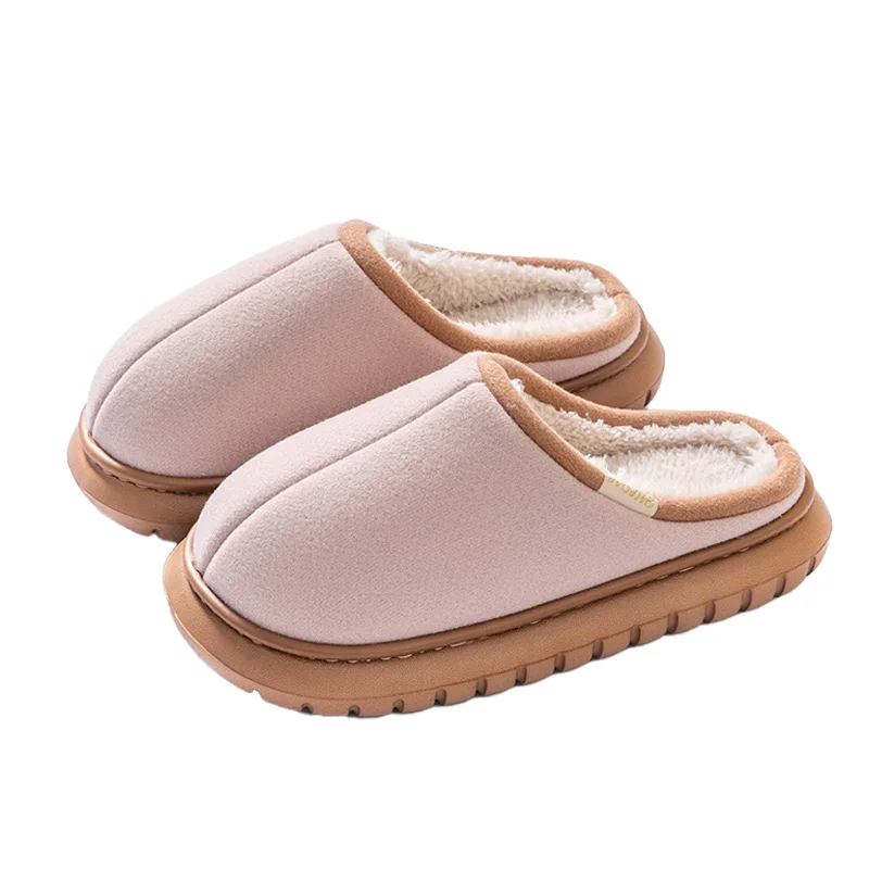 Woman Simple Cotton Thick Soles Anti Slip Plush Insulation Warm Soft Slippers Indoor Bedroom Use Non-Slip Shoe