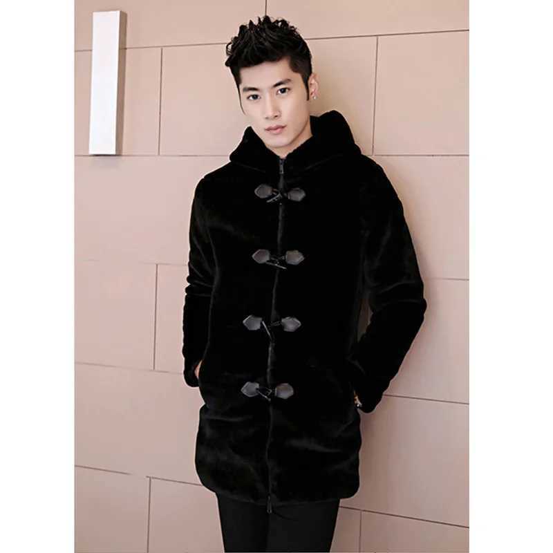 New autumn and winter mens warm imitation fur coat mens zipper cap imitation mink fur coat tide Fur coat men jacketXJ241102