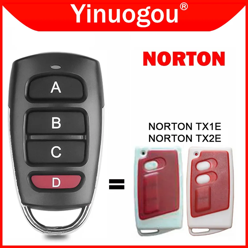 For NORTON TX1E TX2E Garage Door Remote Control 433.92MHz Fixed Code new 2025 Clone NORTON TX2E TX1E Gate Remote Control Command 433MHz