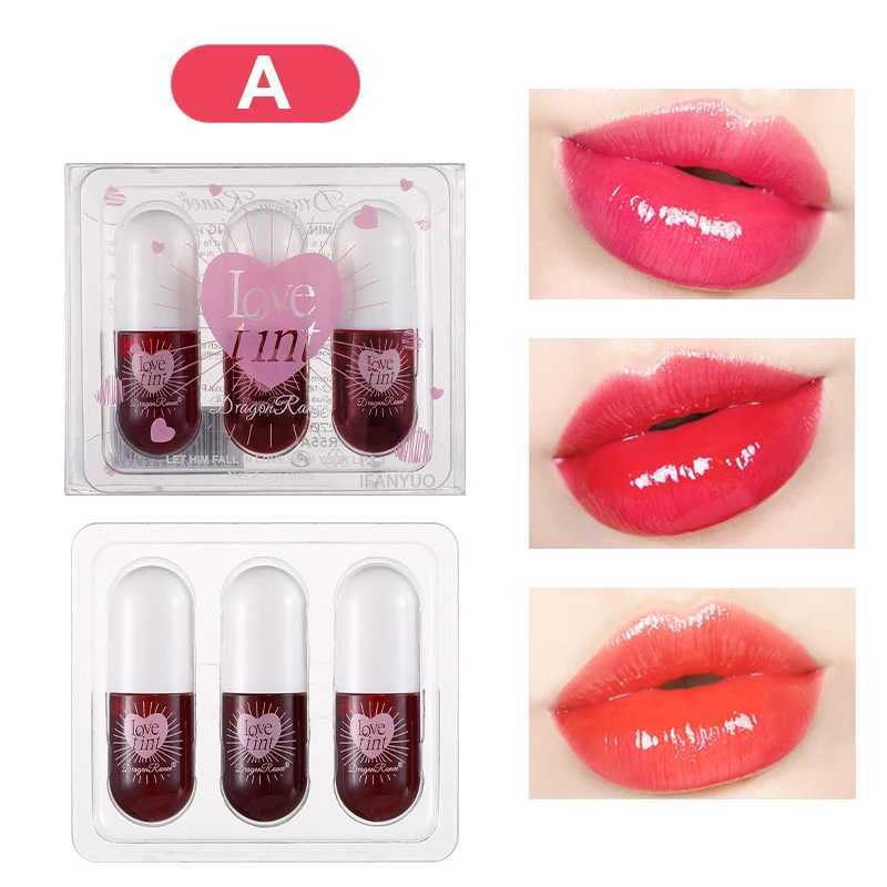3 pieces/box Colored dye liquid lipstick set waterproof mirror lip color watercolor colorless lipstick facial makeup W241101