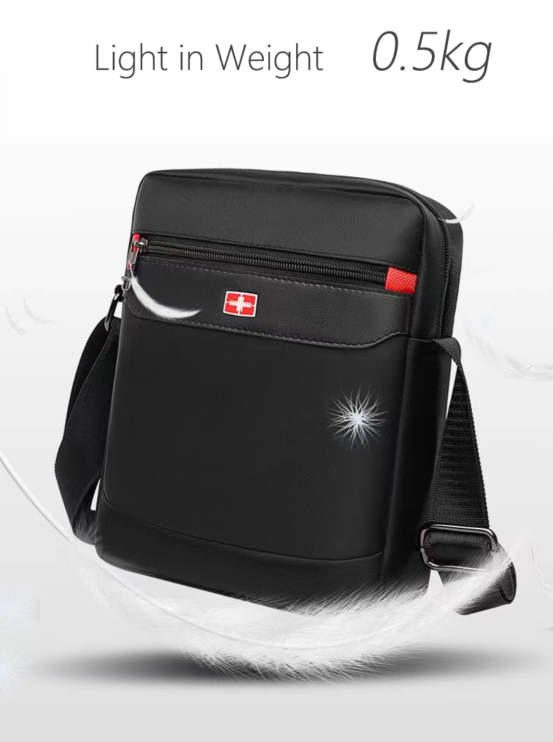 Swiss Shoulder Bag Leisure Briefcase Small Messenger Bag for 9.7" 11"Tablets and Documents Men's Black Handbag crossbody bag