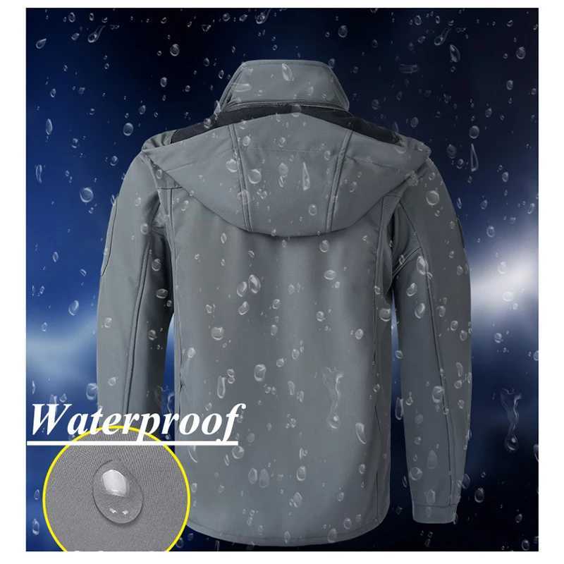 Autumn and winter mens SKI Windbrr jacket fashionable mens Flce warm hiking hooded jacket mens military waterproof jacket clothing W241102