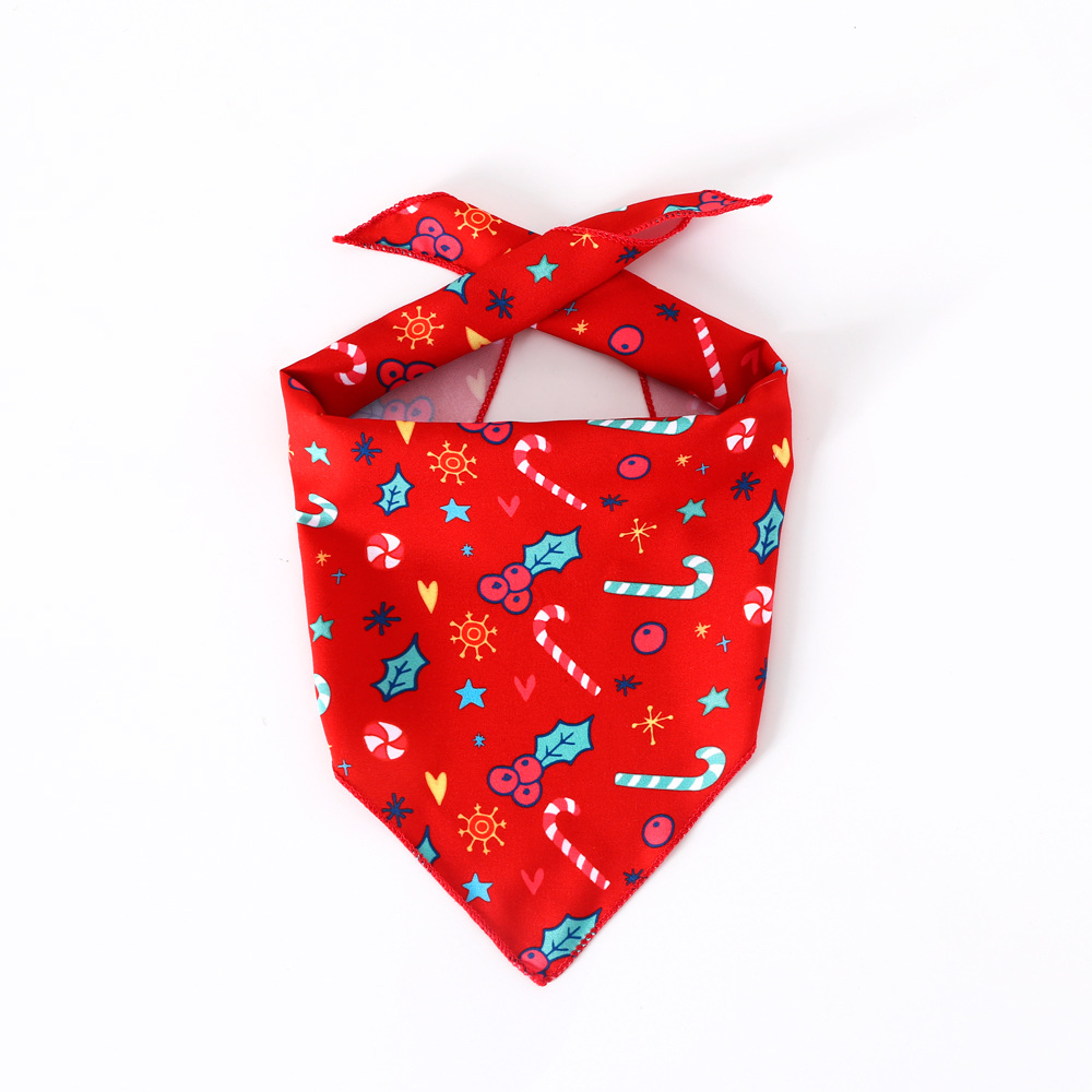 Cat Slobber Towel Pet Print Triangle Bib Decoration Christmas Halloween Party Slobber Towel Pet Accessories for Cats and Puppies