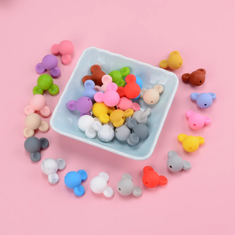 Silicone Beads Food Grade Baby 2025 Teether Toy Soft Chew Teething BPA Free DIY new Charm Necklace mouse Silicone Perle