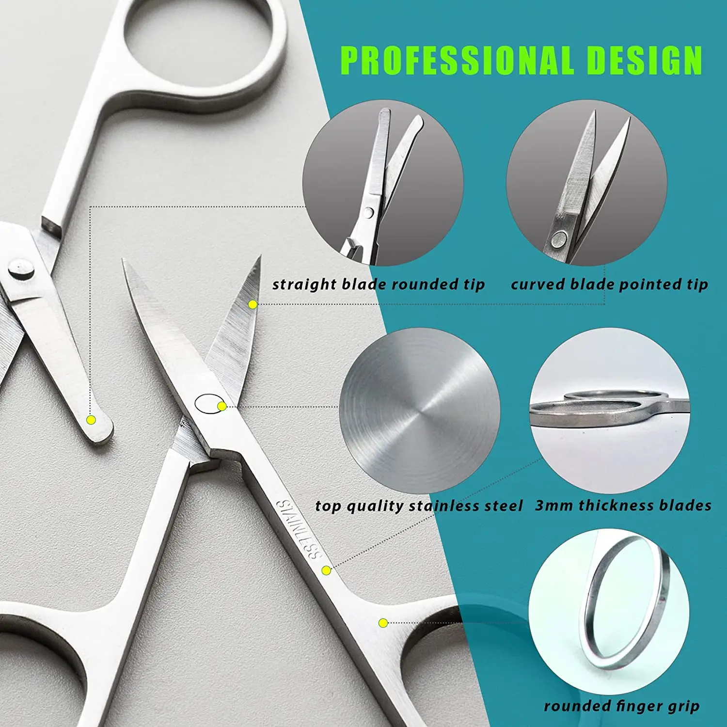 2025 Eyebrow and Nose Hair Scissors, Comfort-Grip Handles, Facial Hair Grooming, Eyebrow, new Nose, Mustache, Beard