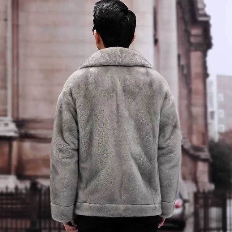 New Winter and Autumn Mens Square Collar Faux Fur Coat Long Sleeve Windbreaker Loose Casual Male Leather Jacket 2022 Z78XJ241102