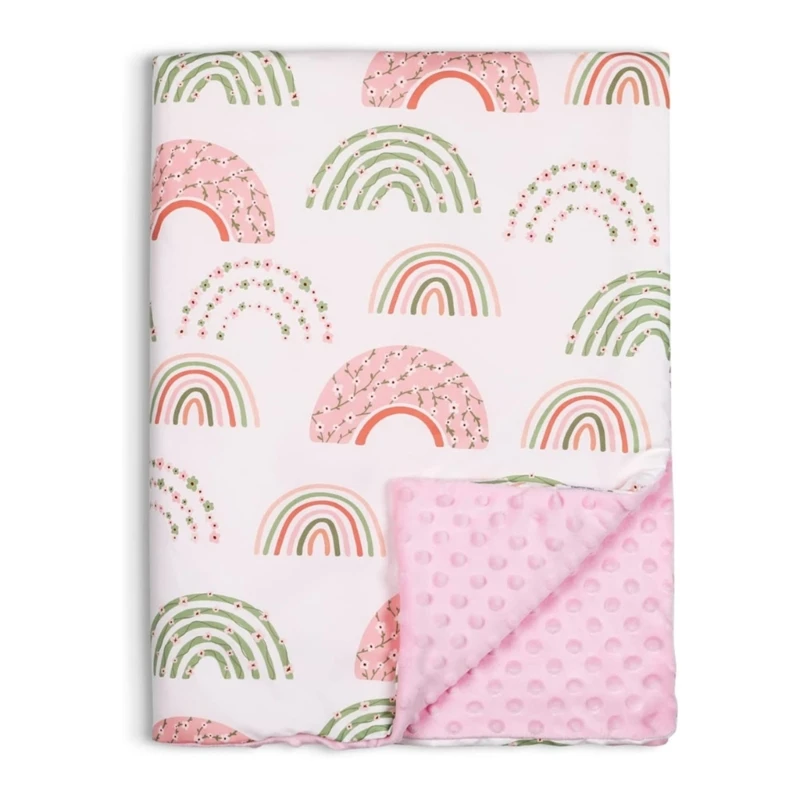 Ultra-Soft Baby Minky Blanket Printed Crib Bed Throw Blanket Plush Baby Blanket