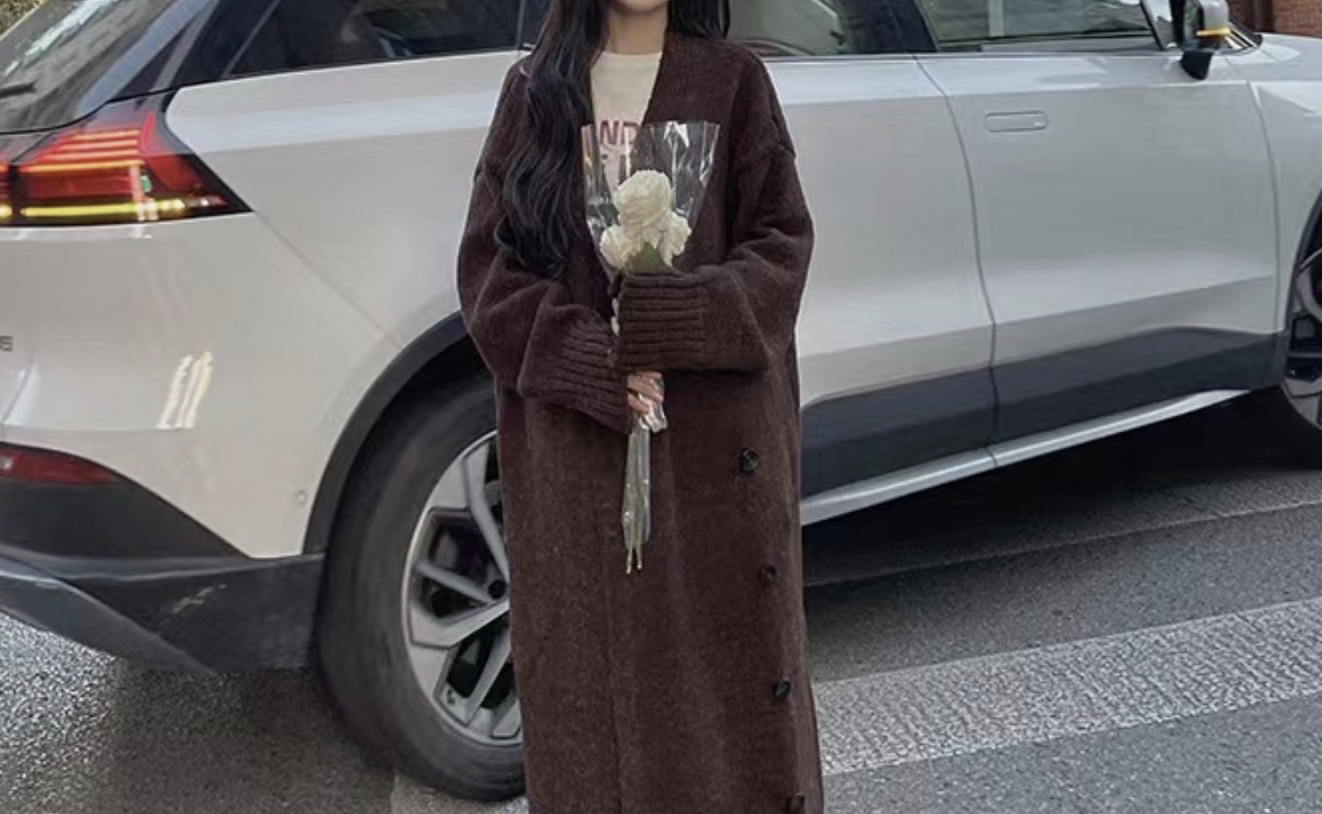 Dongdaemun Lazy Style Loose Long Sweater Jacket Autumn And Winter Korean Version Gentle Floral Knit Cardigan For Women F1102#38