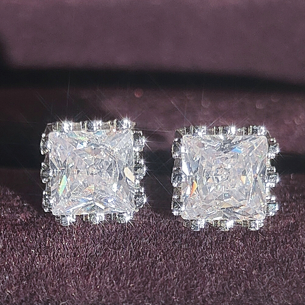 Classic Hollow Zirconia Crystal Earrings Women 925 Sterling Silver Diamond Stud Stud Designer White Gold Crown Stud Earrings Luxury Wedding Jewelry