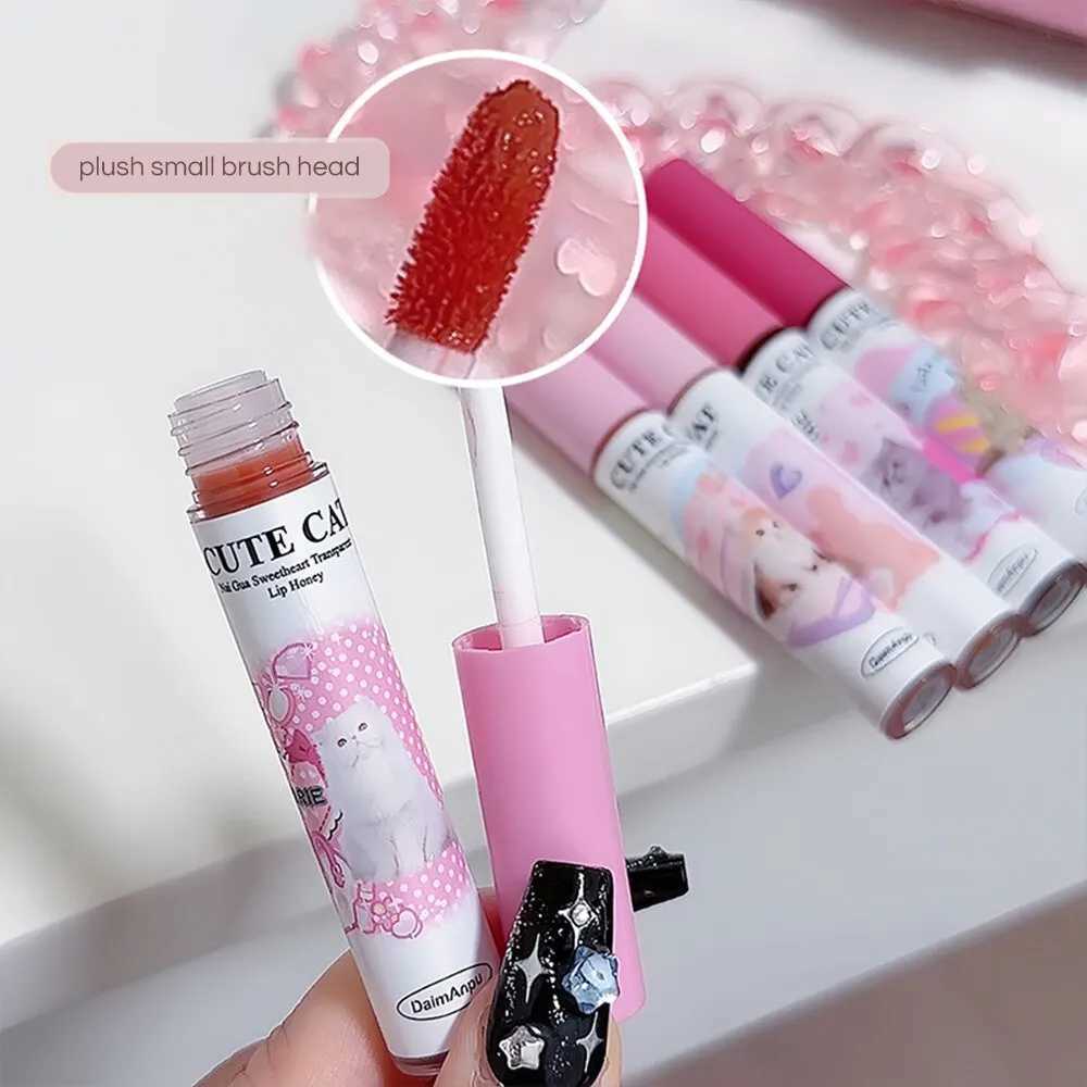 Cute Cat Funny Mirror lipstick Set 6 Color High Color lipstick Moisturizing Gloss lipstick Perfect Gift W241101