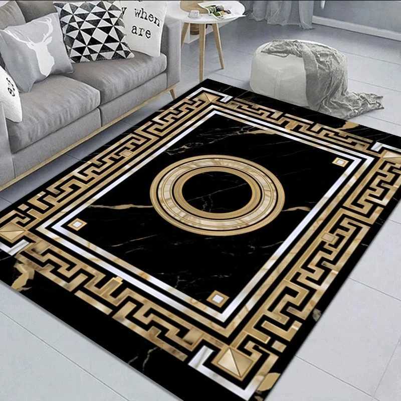 Black Gold Marble Carpet for Living Room Decorations Sofa Table Large Area Rugs Hallway Balcony Long Floor Mat Anti-slip DoormatXJ241101