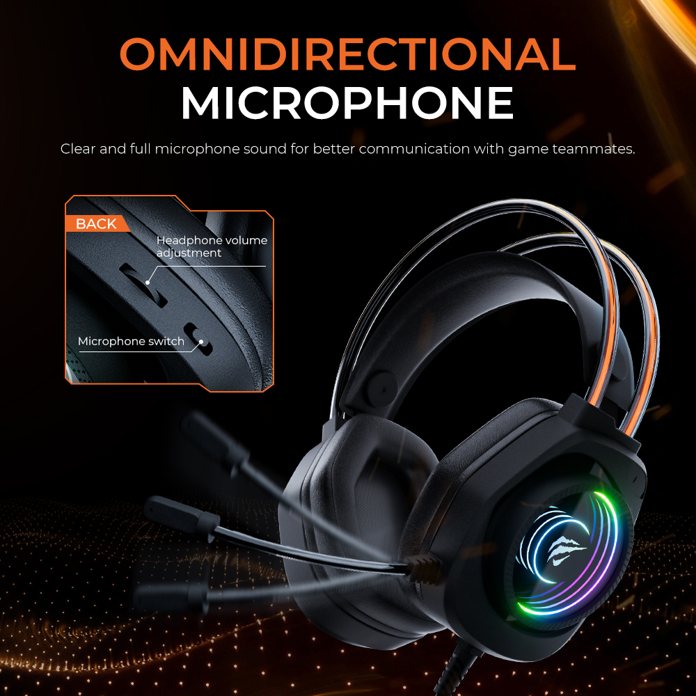 HAVIT H2016d RGB Gaming Headphone with 2025 Mic 3.5mm Wired Headset Gamer Overear Surround Sound for PC new PS4 PS5 Xbox Switch Laptop