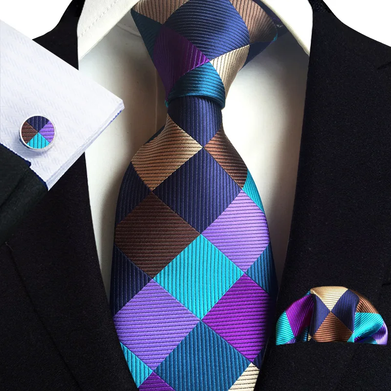 Three-piece Set new 2025 Polyester Paisley 3.15inch/8cm Width Included:Tie+square Scarf+cuff