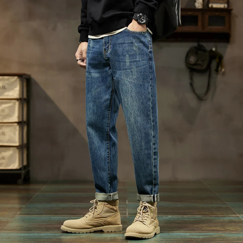 KSTUN Loose Fit Harem Jeans Pants Men Baggy Trousers Blue Spring And Winter Mens Clothing Full Length Tapered Oversized 42 241024