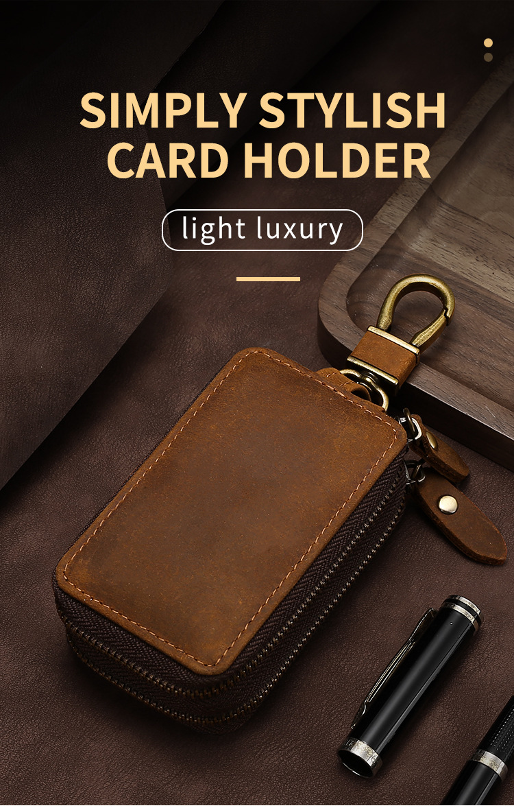 Leather Multi Chain: Car Key Bag With Double Zipper For Motorcycles & General Motors New Free Delivery Designer Bag