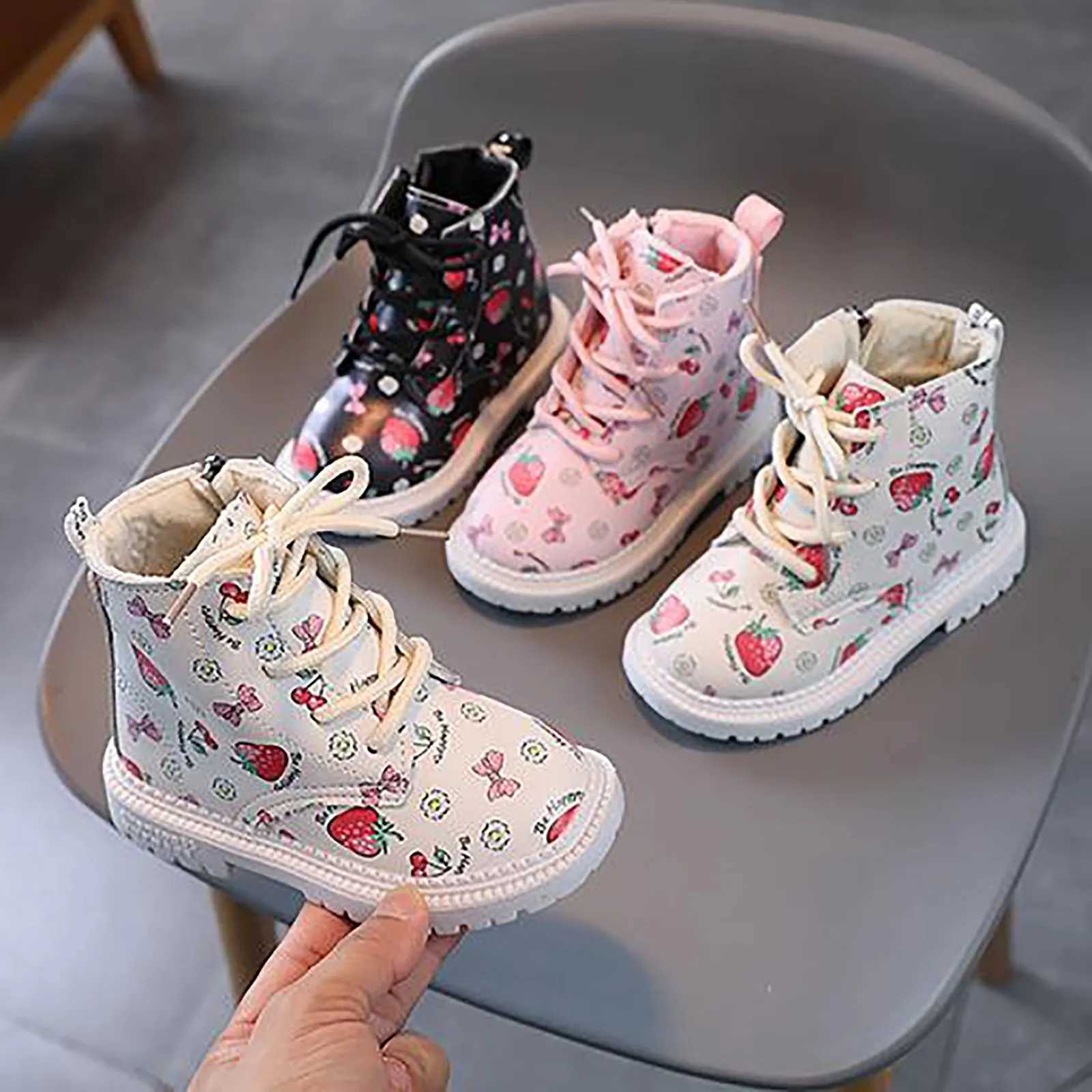 New autumn winter childrens plush warm boots childrens anti slip rubber outsole ankle boots boys and girls fashionable childrens shoes M241102