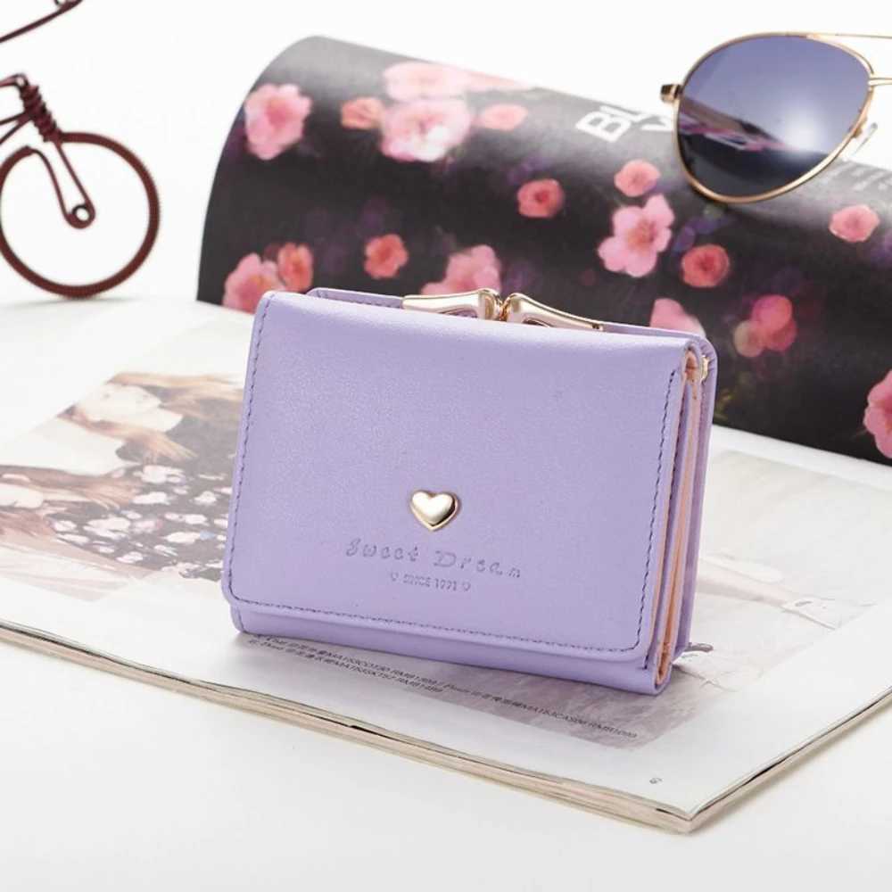 Short Fresh Cute Three Fold Ladies Wallet Heart Coin Purse Soft Surface Customizable Daily Mah Shopping Promoti GiftXJ241111