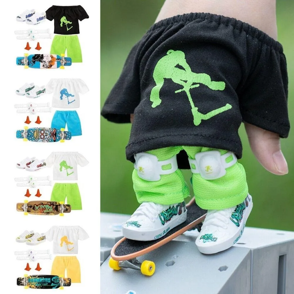 1Set Mini Finger Skateboards Scooter new Kit Small Finger Shoes With Pants Kneepad Clothes Popular 2025 Finger Toys