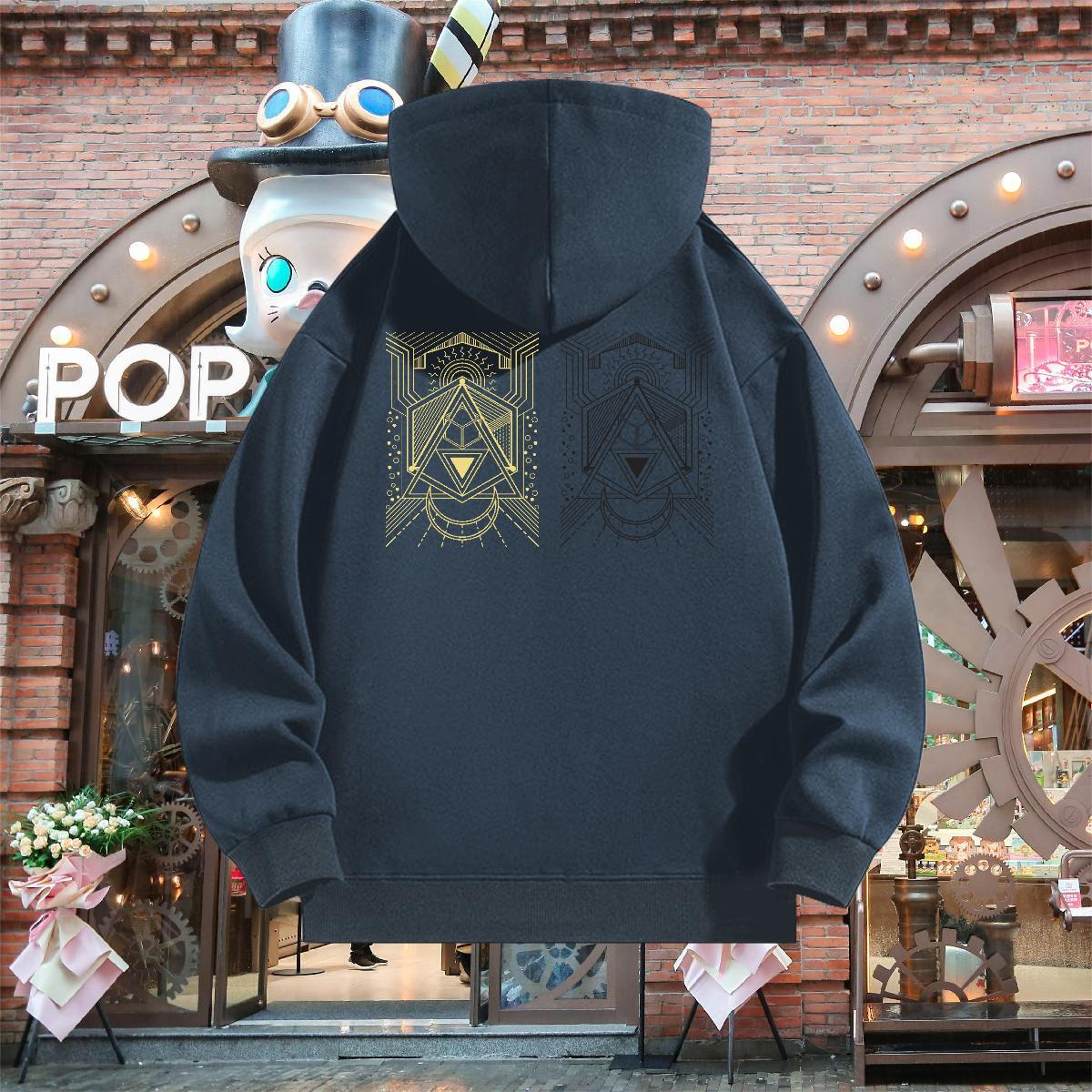 2024 DIY Hoodie for Men Hooded Collar Long Sleeve Warm Men's Hooded Sweatshirt Black Oversized Tops Hoody Sport Thick Plush