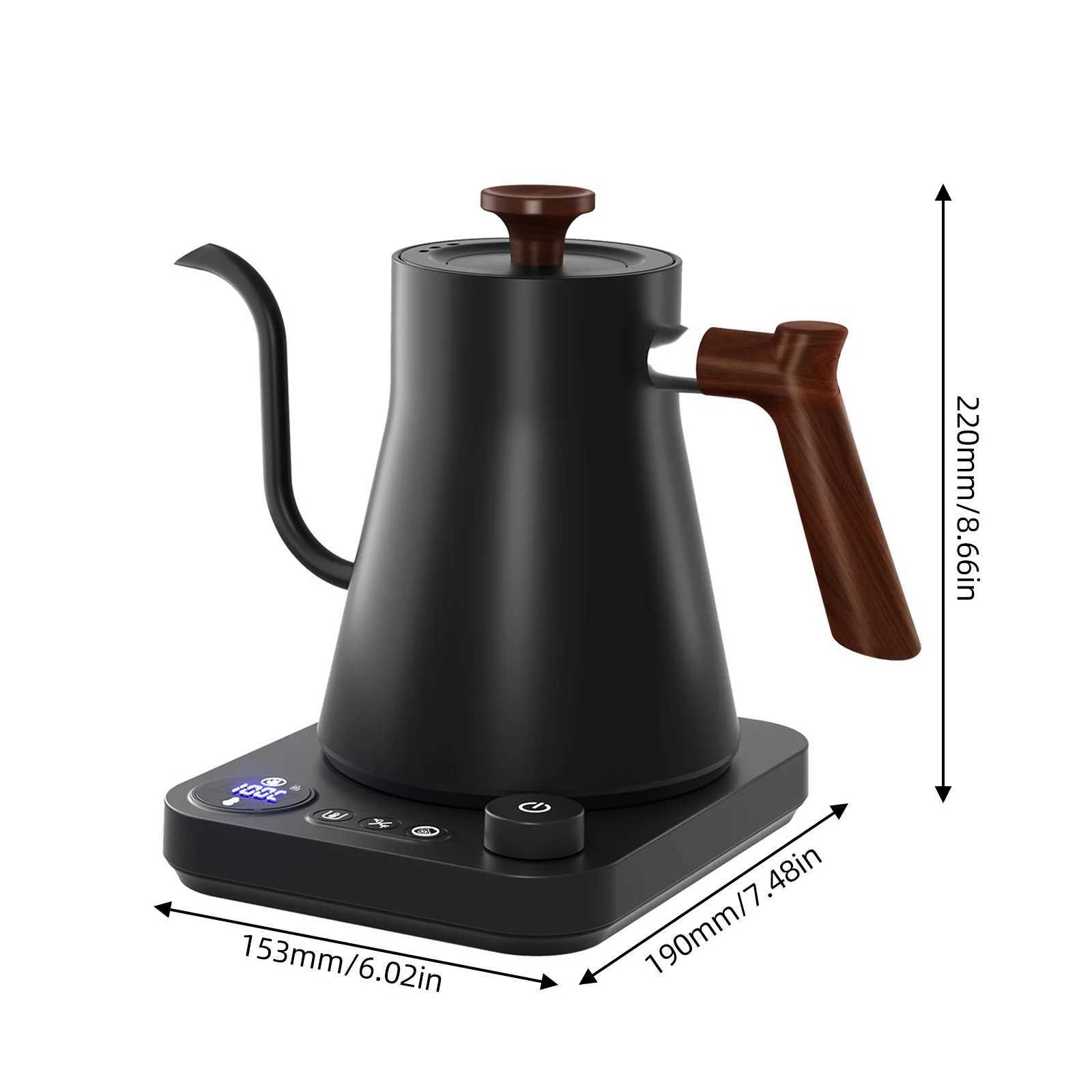 0.9L electric gooseneck kettle 1200W water boiler NTC temperature control LCD display screen automatically turns off poured onto the coffee teapot Y24