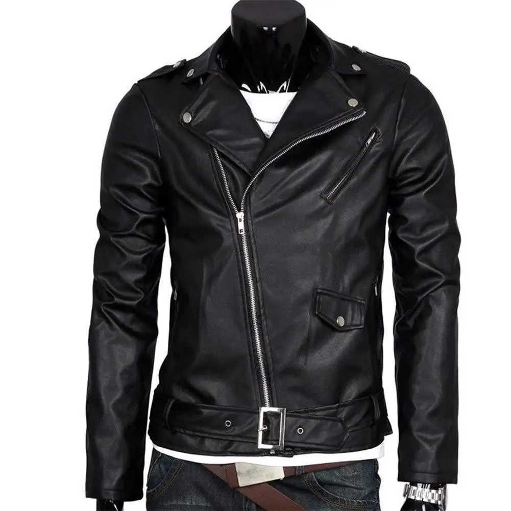 Mens leather jacket zipper coat motorcycle jacket mens bomber jacket fashionable motorcycle punk mens brand top casual jacket W241102