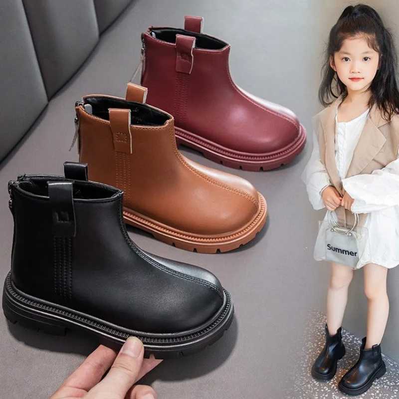 Girls ankle boots childrens rubber boots unisex fashion autumn winter back zipper simple classic childrens winter shoes anti slip M241102